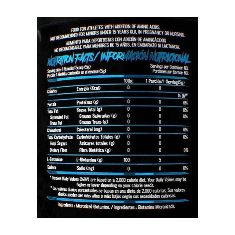 100% PURE Glutamine Micronized  300 grs / 60 servicios