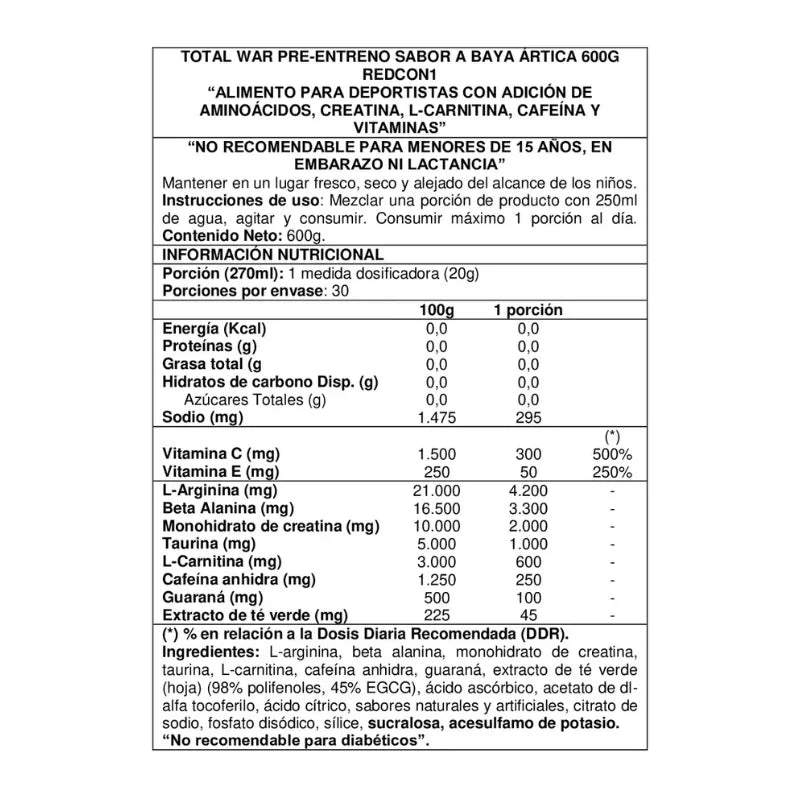 TOTAL WAR PreWorkout /  30 servicios