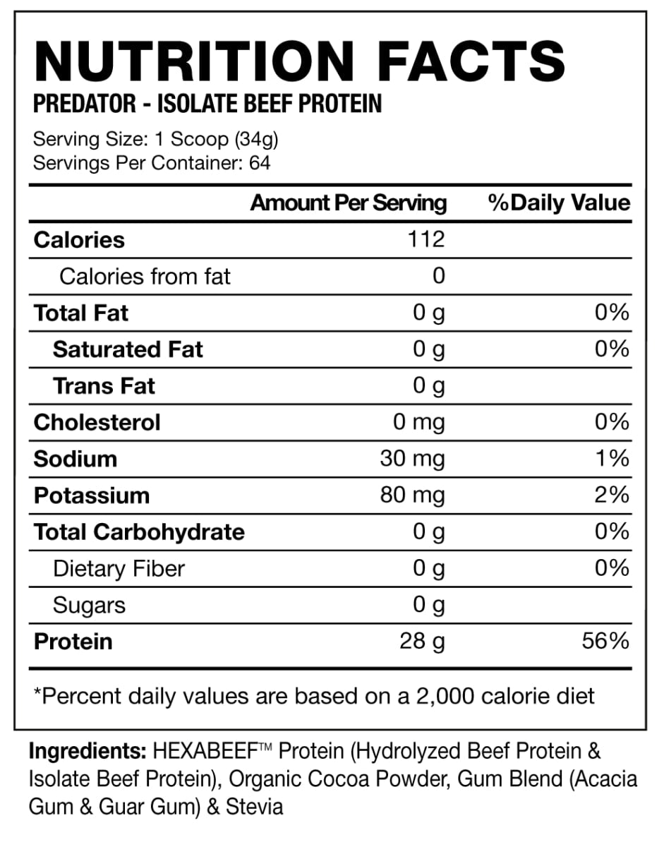 PREDATOR Isolate BEEF Protein HEXACORE - 4.8 lbs / 64 servicios