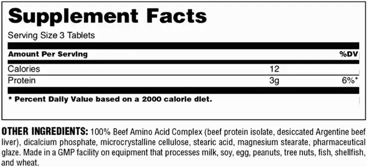 100% BEEF Aminos - 200 tabs / 66 servicios