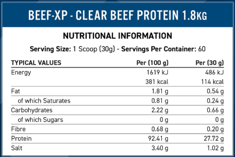 BEEF-XP Clear Protein ISOLATE APPLIED NUTRITION  - 1.8 kgs / 60 servicios