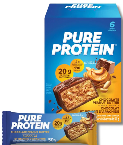 Barras de Proteína PURE PROTEIN 20 grs GLUTEN FREE  – 6 unidades / 50 grs