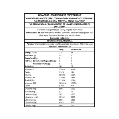LD50 Explosive PRE WORKOUT 300 grs / 30 servicios