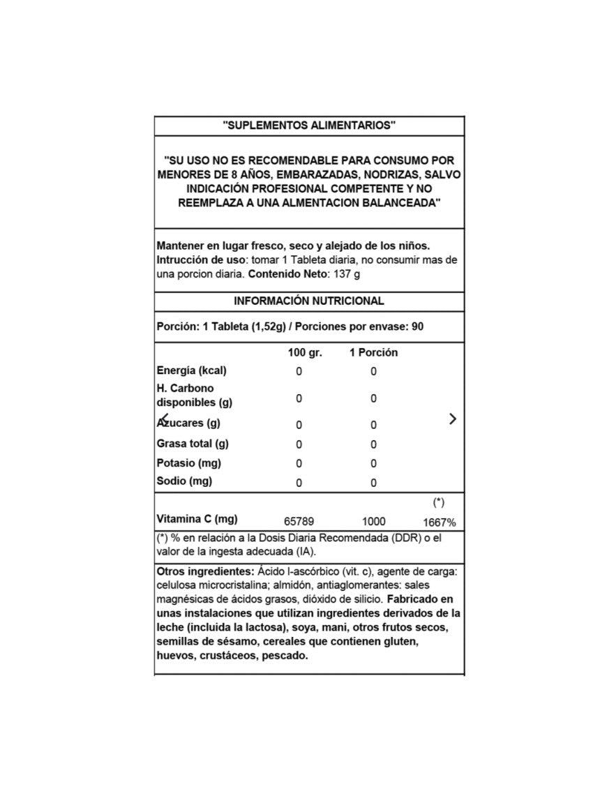 OSTROVIT - VITAMINA C 1000 mg - 90 tabs / 90 servicios