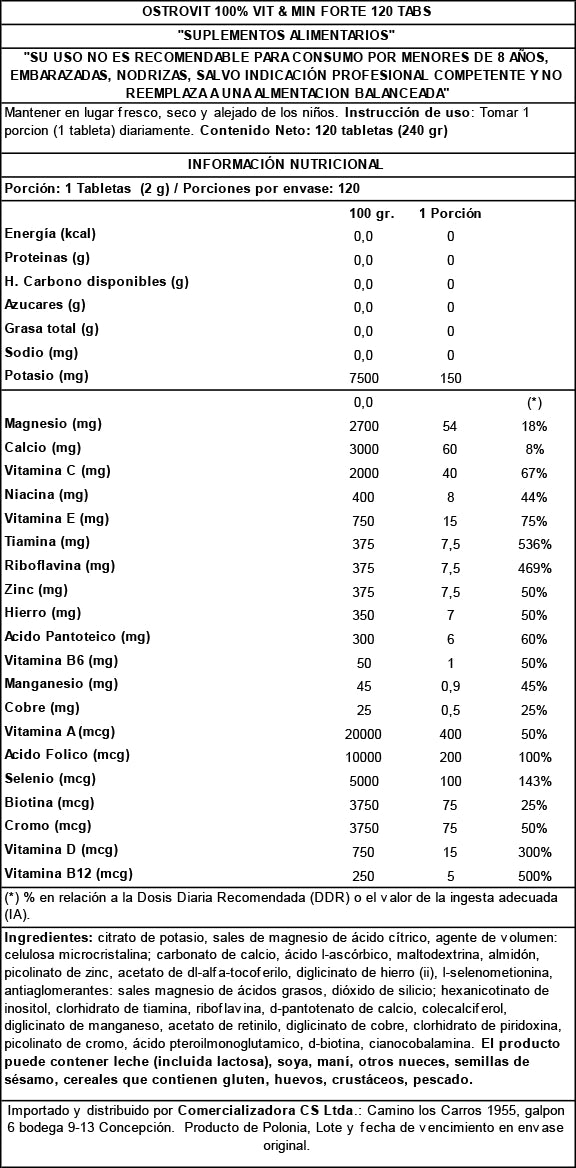 OSTROVIT - VIT&MIN Forte - 120 tabs / 60 servicios