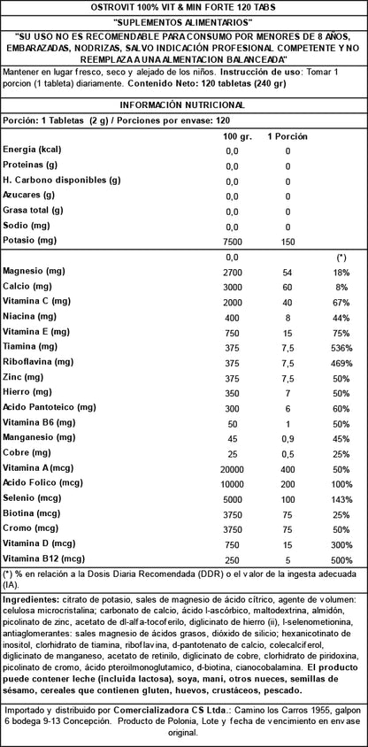 OSTROVIT - VIT&MIN Forte - 120 tabs / 60 servicios