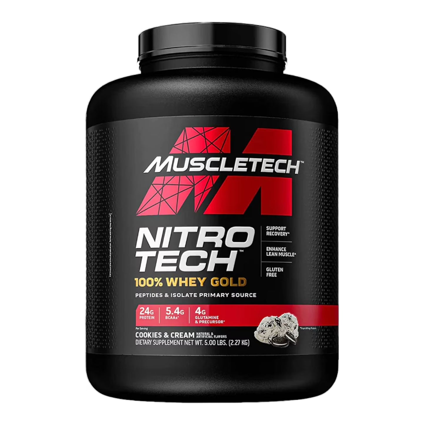 NitroTech 100% WHEY GOLD MUSCLETECH- 5 lbs / 69 servicios + 100% Creatina PLATINUM Monohydrate MUSCLETECH - 400 grs