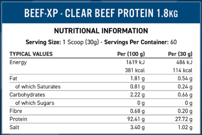BEEF-XP Clear Protein ISOLATE APPLIED NUTRITION  - 1.8 kgs / 60 servicios