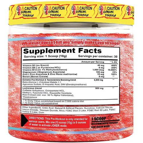 JOKER EXTREME Pre-Workout with TEST BOOSTER USA - 300 grs / 30 servicios