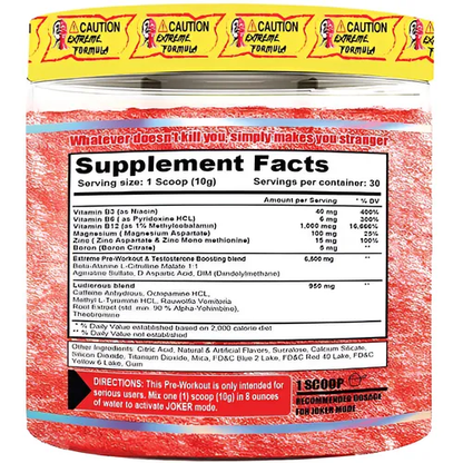 JOKER EXTREME Pre-Workout with TEST BOOSTER USA - 300 grs / 30 servicios