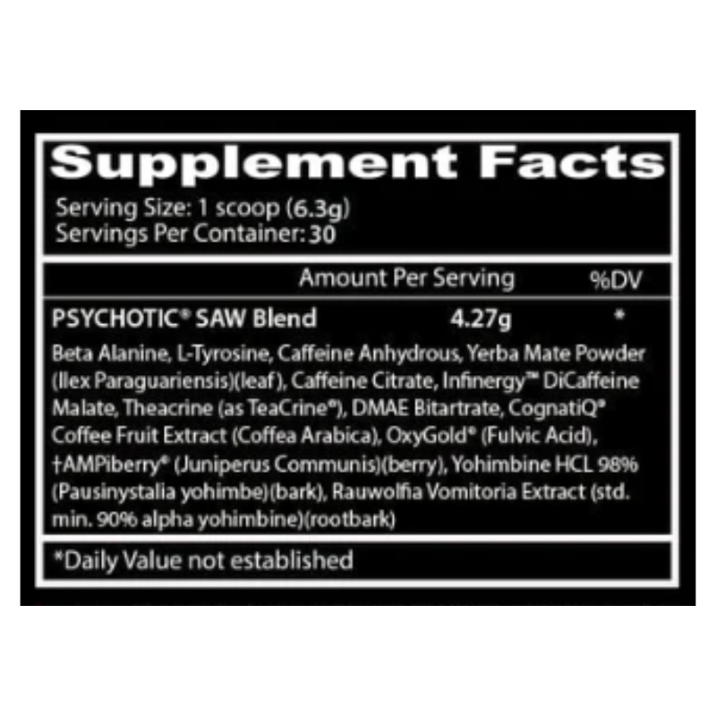 Psychotic SAW High Pre Workout USA / 30 servicios