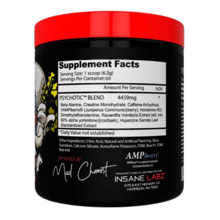 Psychotic RED Infused Pre-Workout USA - 369 grs / 60 servicios