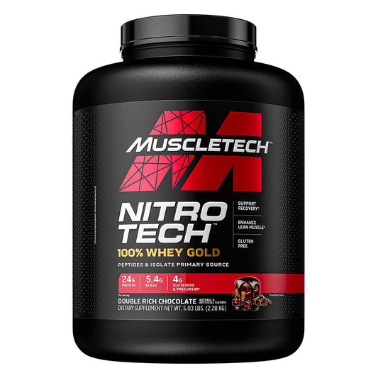 NitroTech 100% WHEY GOLD MUSCLETECH- 5 lbs / 69 servicios + 100% Creatina PLATINUM Monohydrate MUSCLETECH - 400 grs